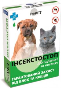 Краплі від бліх та кліщів ProVET Інсектостоп для кошенят та цуценят, 6 піпеток по 0,5 мл