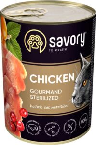 Savory Cat Can Adult Sterilised - вологий корм для стерилізованих котів з куркою