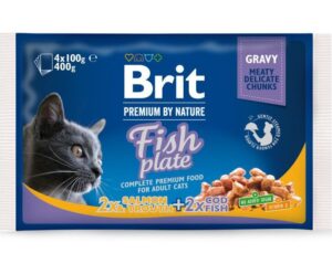 Brit Premium Cat Fish Plate pouches - вологий корм для котів рибна тарілка набір паучів 4 шт. по 100 г