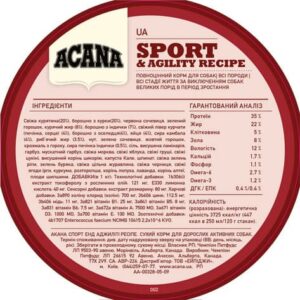 Acana Sport & Agility Dog Recipe - корм для активних собак