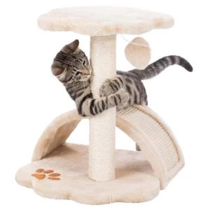 Дряпка Trixie Junior Vitoria для котів з іграшкою на мотузці сизаль/плюш бежева 36х36х43 см