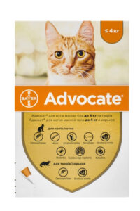 Краплі на холку для котів Bayer «Advocate» (Адвокат) до 4 кг, 3 тюбика