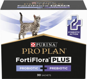 Пробіотик з пребіотиком для котів та кошенят Purina Pro Plan FortiFlora Plus для підтримання міклофлори кишечника 30 x 1.5 г