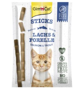 Ласощі для котів GimCat палички з лососем та тріскою, 4 шт по 5 г