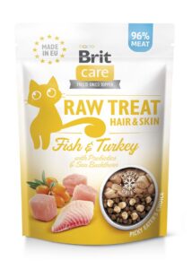 Ласощі для котів Brit Raw Treat Hair & Skin Freeze-dried з рибою та індичкою, 40 г
