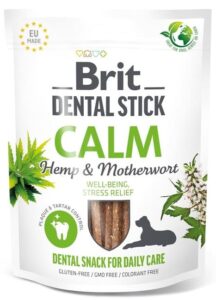 Ласощі для собак Brit Dental Stick Calm заспокійливі коноплі та пустирник 7 шт