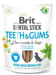 Ласощі для собак Brit Dental Stick Teeth & Gums здорові ясна та зуби ромашка і шавлія 7 шт