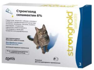 Краплі на холку для котів вагою від 2,6 до 7,5 кг Zeotis Stronghold 3 тюбика