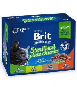 Brit Premium Sterilised Plate - вологий корм для стерилізованих котів тарілка для стерилізованих 12 шт х 100 г