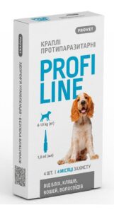 Краплі Provet PROFILINE для собак 4-10 кг інсектоакарицид 4 піпетки по 1 мл