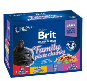 Brit Premium Cat Family Plate pouches - вологий корм для котів сімейна тарілка набір паучів 12 шт. по 100 г