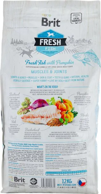 Сухий корм для собак великих порід Brit Fresh Muscle & Joints з рибою та гарбузом