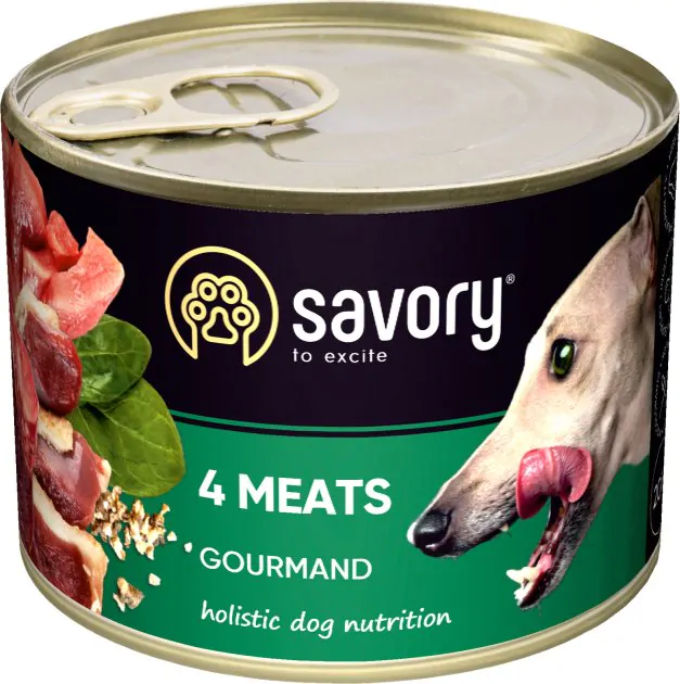Savory Dog Gourmand 4 meats - вологий корм для собак з м'ясом Savory Dog Gourmand 4 meats - вологий корм для собак з м'ясом