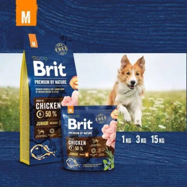 Brit Premium Dog Junior M - сухий корм для цуценят та юніорів середніх порід з куркою