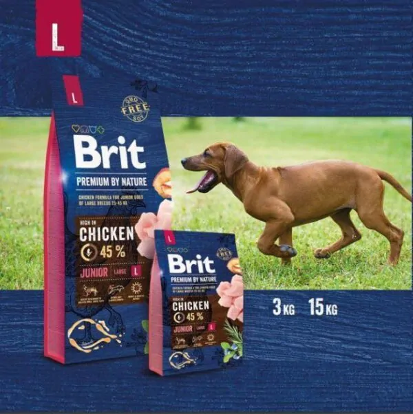 Brit Premium Dog Junior L - сухий корм для цуценят та юніорів великих порід з куркою