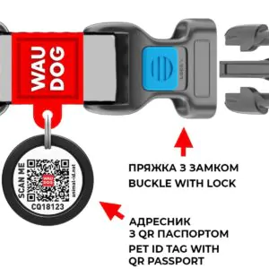 Нашийник WAUDOG Nylon з QR паспортом, з малюнком 