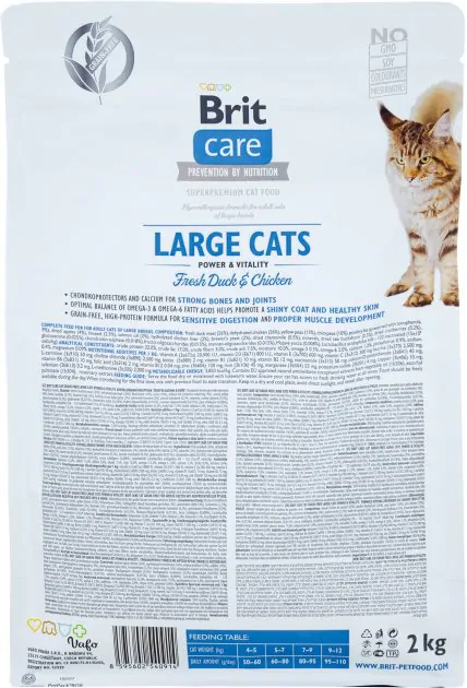 Brit Care Cat GF Large cats Power & Vitality - корм для котів великих порід з качкою і куркою