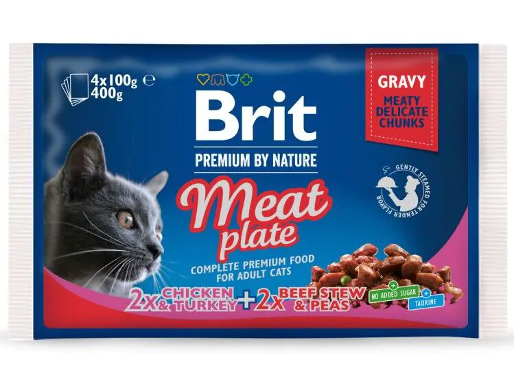 Brit Premium Cat Meat Plate - вологий корм для котів м'ясна тарілка 4 шт. по 100 г