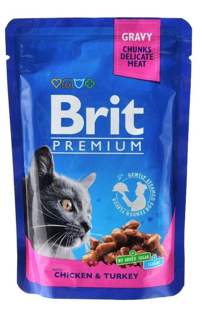 Brit Premium Cat Chicken & Turkey pouch - вологий корм для котів з куркою та індичкою 100 г