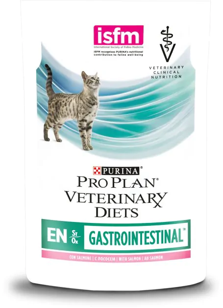 Вологий корм для котів при хворобах ШКТ Purina Pro Plan Veterinary Diets EN Gastrointestinal з лососем 10x85 г упаковка