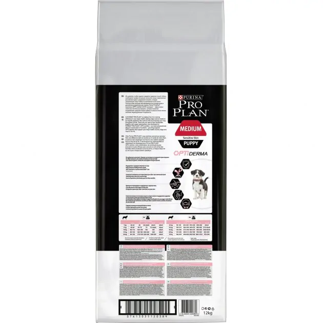 Сухий корм для цуценят середніх порід Purina Pro Medium Puppy Sensitive Skin з лососем 12кг