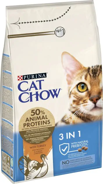 Сухий корм для котів Purina Cat Chow Feline 3 в 1 з індичкою