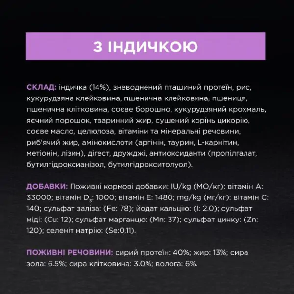 Сухий корм для стерилізованих кішок Purina Pro Plan Sterilised Senior 7+ з індичкою