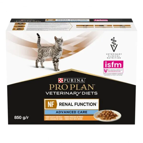 Вологий корм для котів при хворобах нирок Purina Pro Plan Veterinary Diets NF Renal Function з куркою 10x85 г упаковка