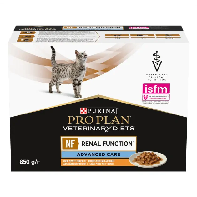 Вологий корм для котів при хворобах нирок Purina Pro Plan Veterinary Diets NF Renal Function з куркою 10x85 г упаковка