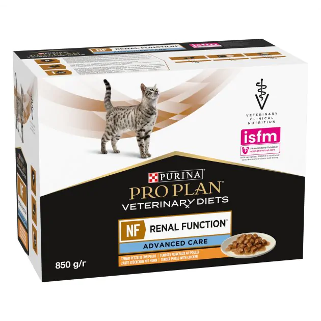 Вологий корм для котів при хворобах нирок Purina Pro Plan Veterinary Diets NF Renal Function з куркою 10x85 г упаковка