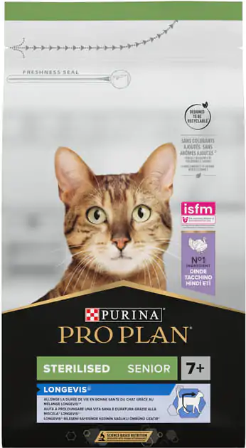 Сухий корм для стерилізованих кішок Purina Pro Plan Sterilised Senior 7+ з індичкою