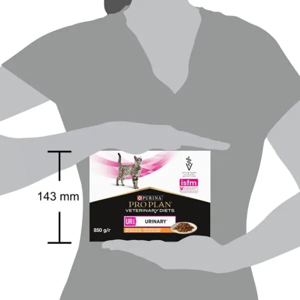 Вологий корм для котів при сечокам'яній хворобі Purina Pro Plan Veterinary Diets UR Urinary з куркою 10x85 г упаковка