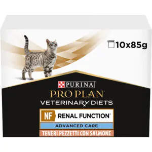 Вологий корм для котів при хворобах нирок Purina Pro Plan Veterinary Diets NF Renal Function з лососем 10x85 г упаковка