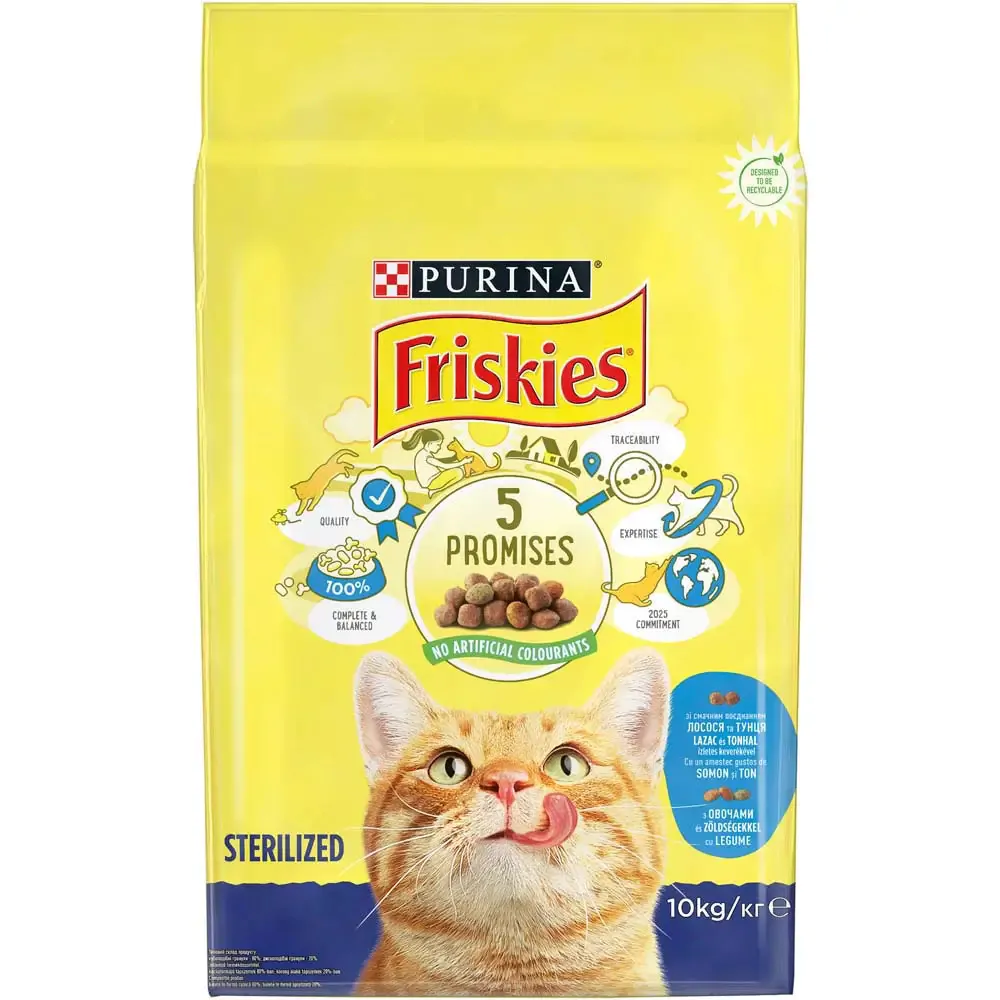Сухий корм для стерилізованих котів Purina Friskies лосось та овочі