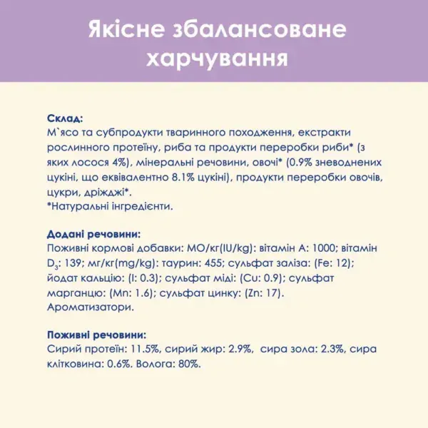 Вологий корм для котів Cat Chow Sensetive Adult pouch 85 г (лосось та кабачок)