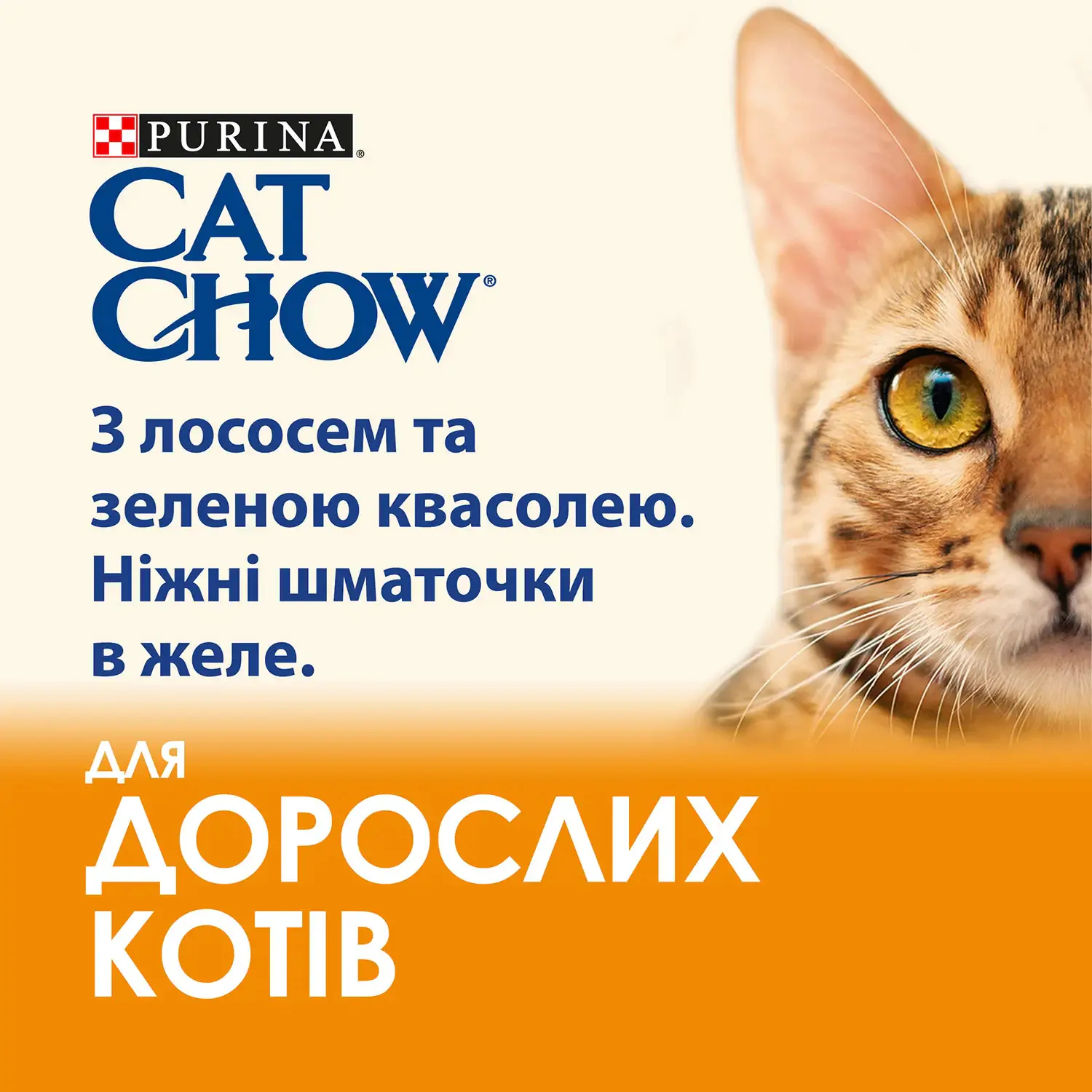 Вологий корм для котів Cat Chow Adult 85 г (лосось та зелена квасоля)