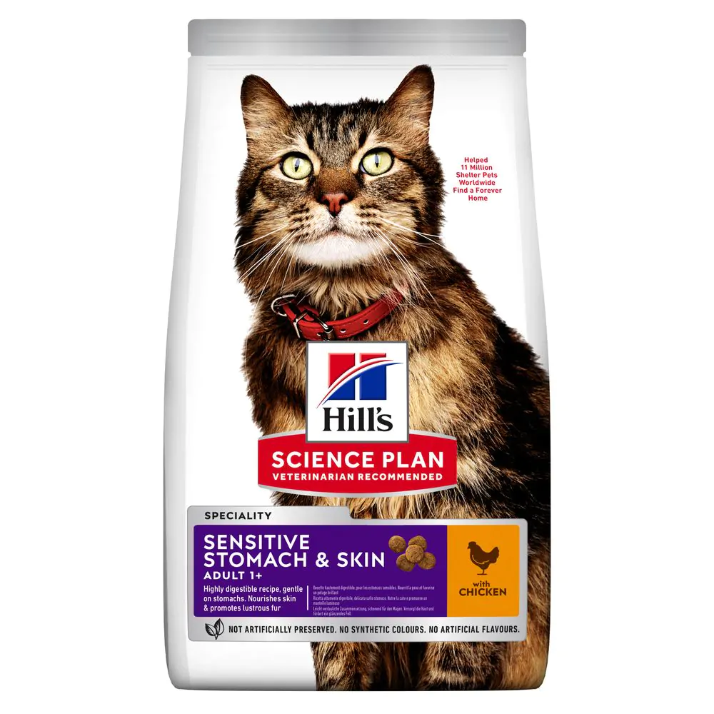 Сухий корм для котів Hills Science Plan Adult Sensitive Stomach & Skin з куркою