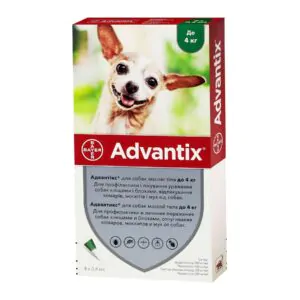 Краплі на холку для собак Bayer «Advantix» (Адвантікс) до 4 кг, 4 тюбика