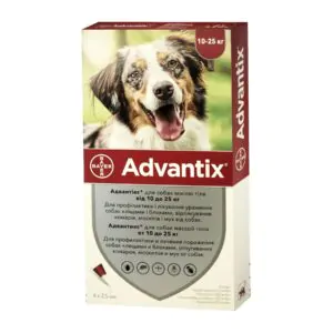 Краплі на холку для собак Bayer «Advantix» (Адвантікс) від 10 до 25 кг, 4 тюбика
