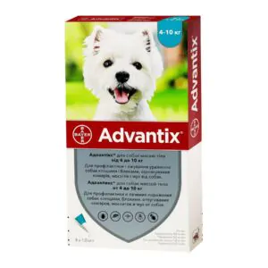 Краплі на холку для собак Bayer «Advantix» (Адвантікс) від 4 до 10 кг, 4 тюбика