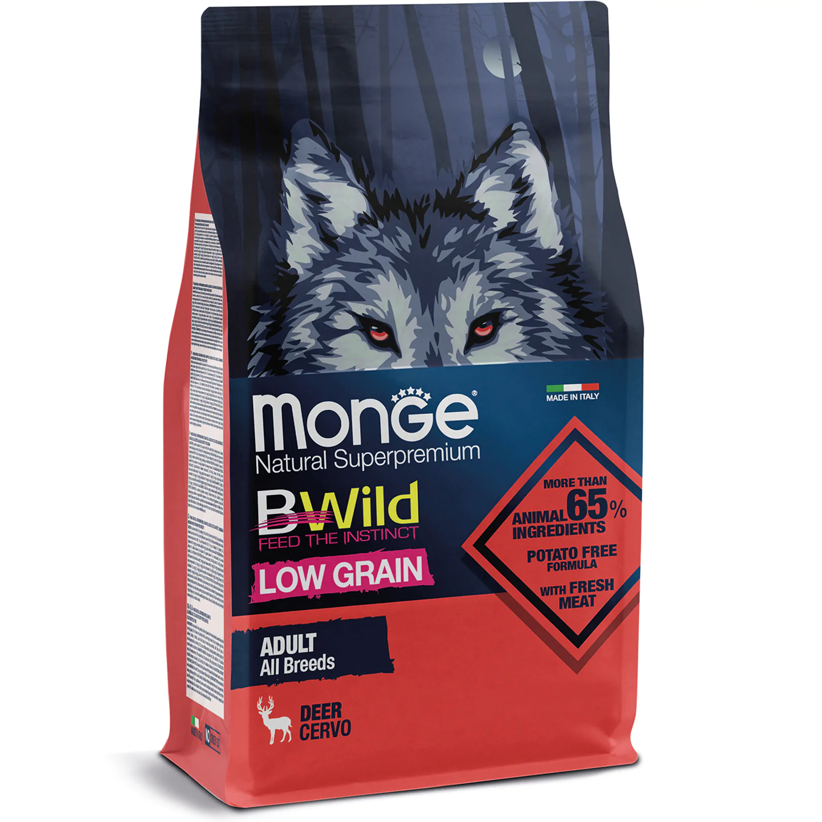 Сухий корм для собак MONGE DOG BWILD LOW GRAIN оленина