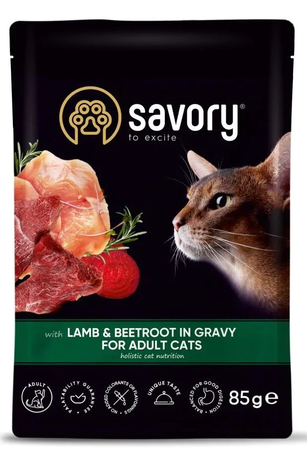 Savory Adult Cat Pouch Lamb and Beetroot - вологий корм для котів 85 г ягня та буряк