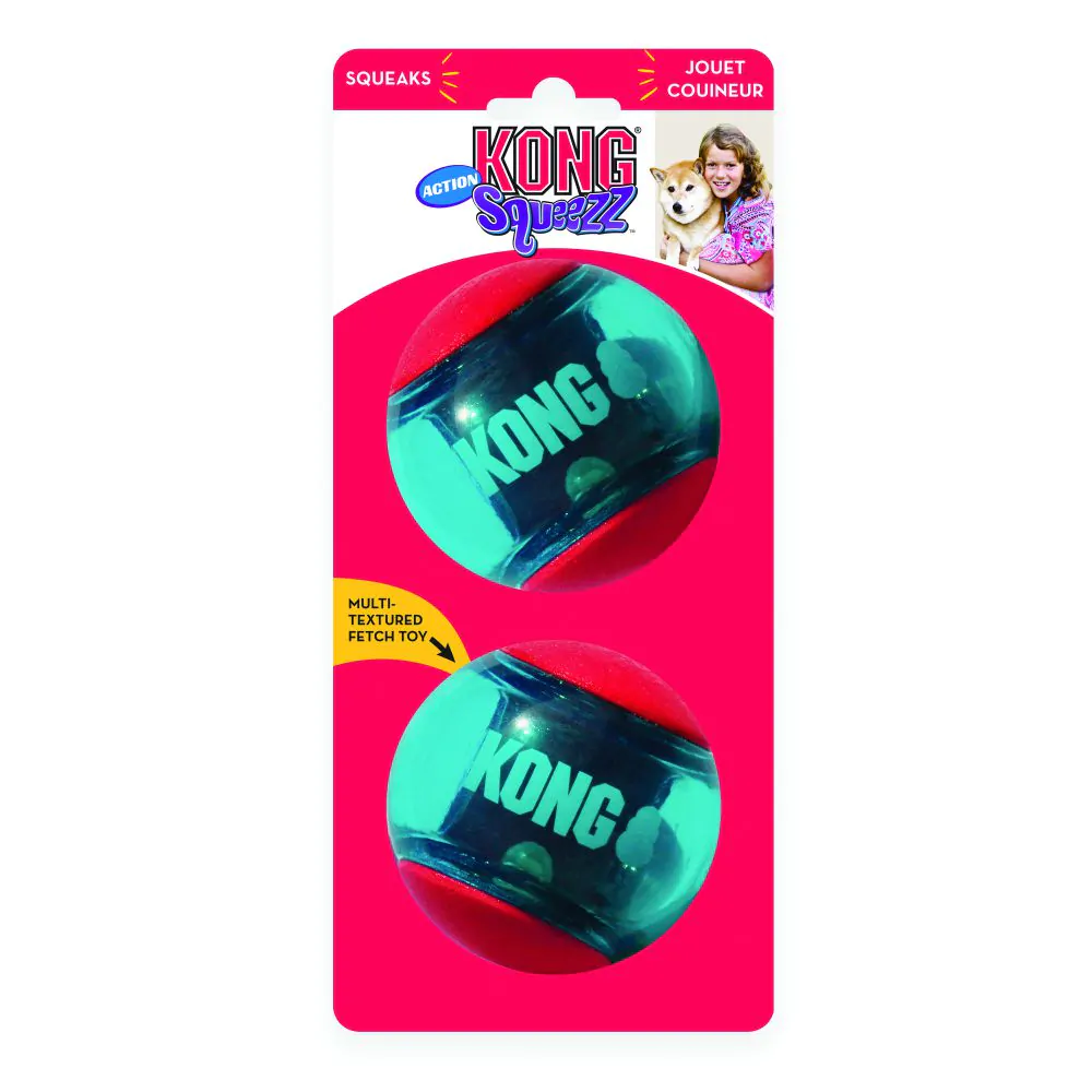 Іграшка KONG Squeezz Action Ball м’яч-пискавка для собак середніх і великих порід, L - 2 шт