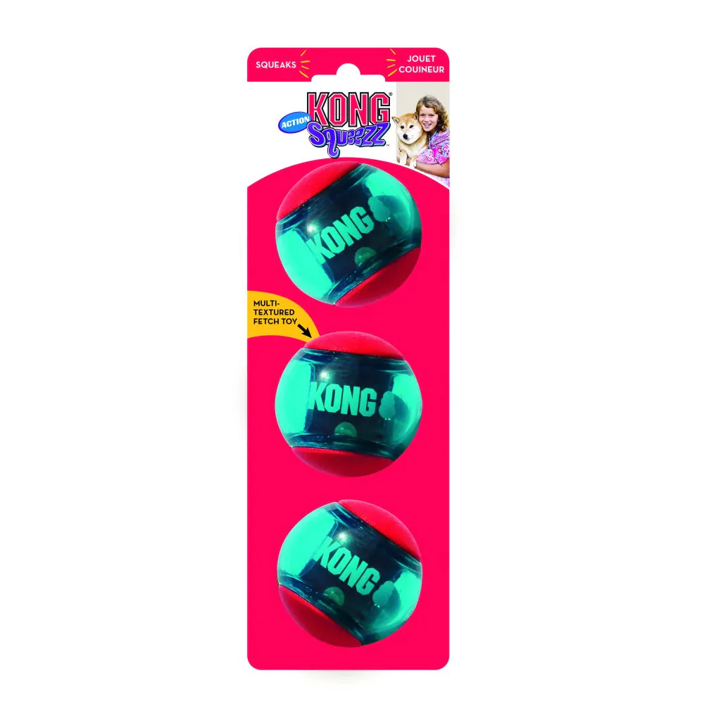 Іграшка KONG Squeezz Action Ball м’яч-пискавка для собак середніх порід, М - 3 шт