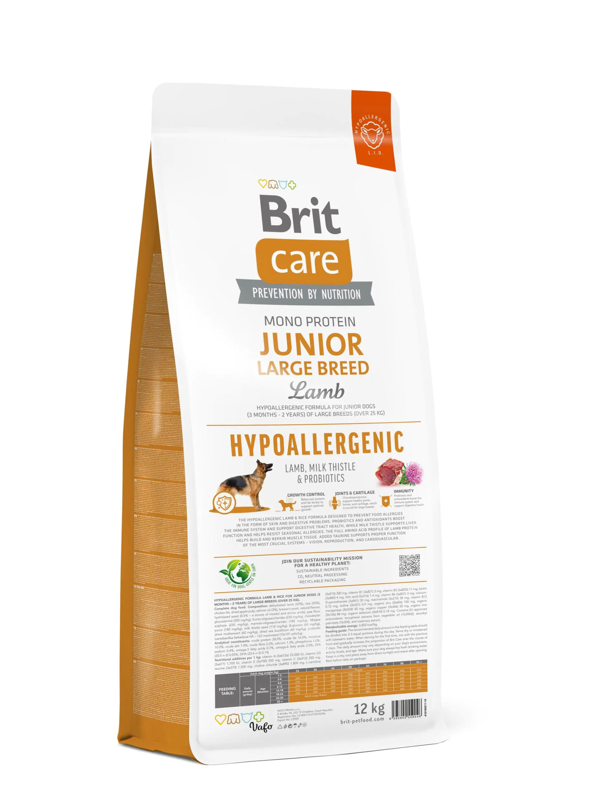 Brit Care Dog Hypoallergenic Junior Large Breed - корм для собак юніорів великих порід з ягням Brit Care Dog Hypoallergenic Junior Large Breed - корм для собак юніорів великих порід з ягням