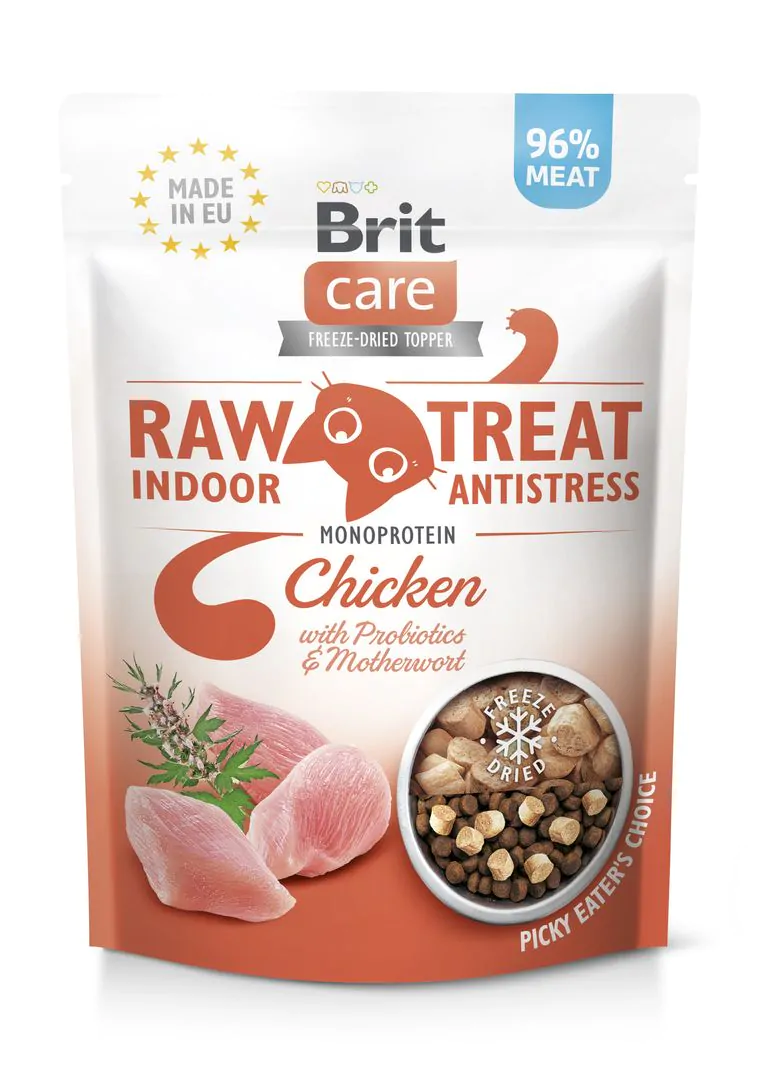 Ласощі для котів Brit Raw Treat Indoor & Antistress Freeze-dried з куркою, 40 г