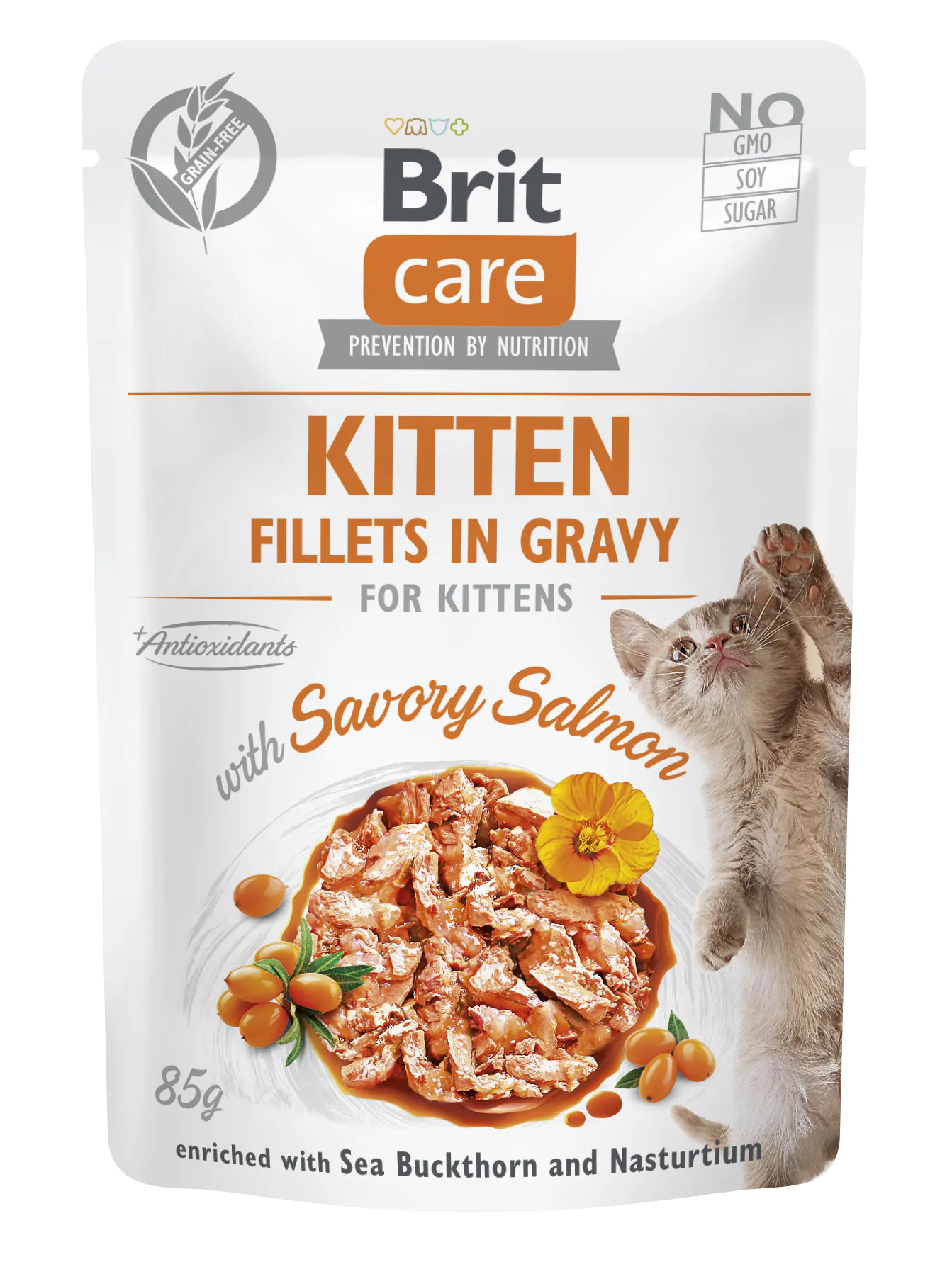 Brit Care Fillets in Gravy Salmon Kitten - вологий корм для кошенят філе в соусі з лососем 85 г