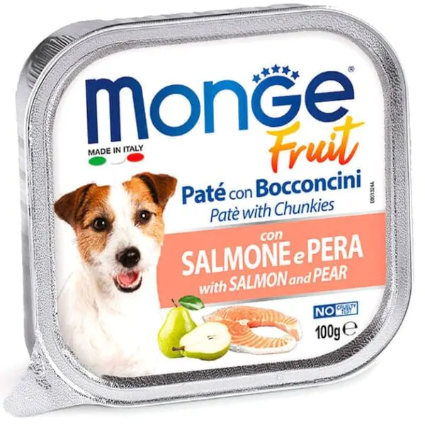 Вологий корм для собак Monge Dog Fruit з лососем та грушею 100 г