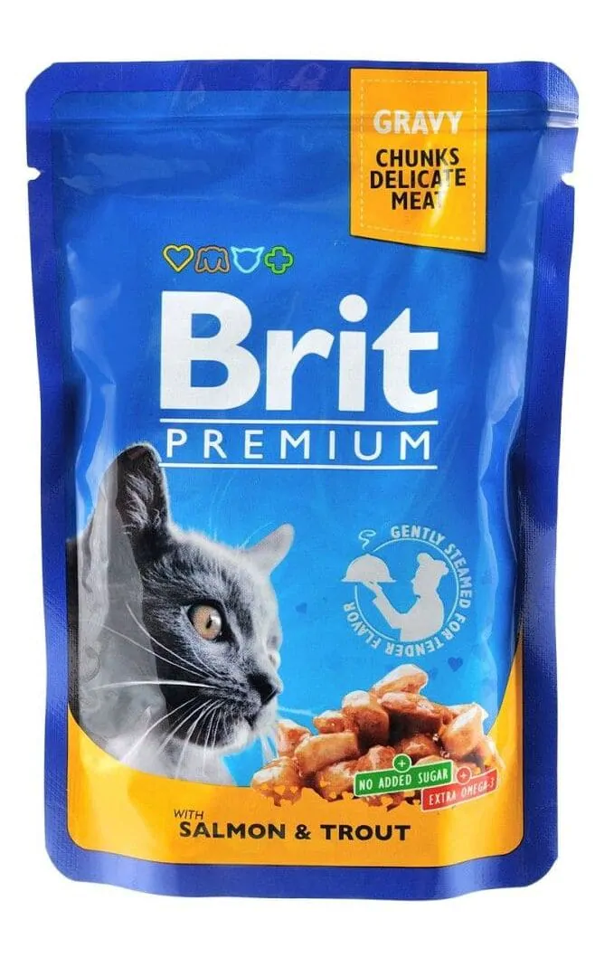 Brit Premium Salmon & Trout pouch - вологий корм для котів з лососем і фореллю 100 г