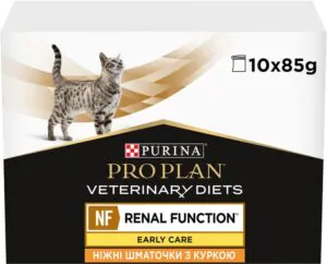 Вологий корм для котів при хворобах нирок Pro Plan Veterinary Diets NF Renal Function Early Care з куркою 10x85 г упаковка